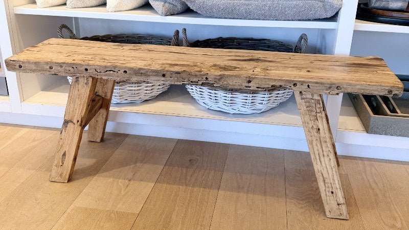 reclaimed boat wood bench