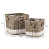 square rattan basket with stripe, large