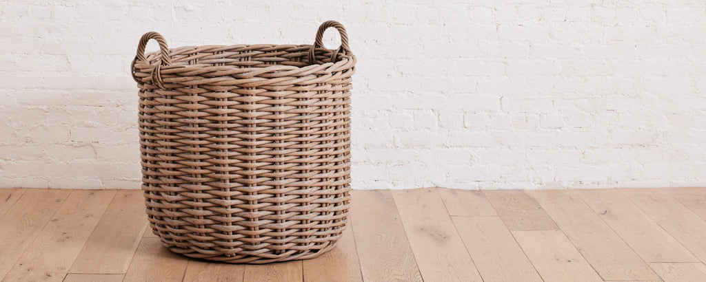 faux wicker outdoor basket, large