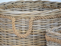 white stripe round basket, large