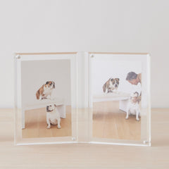 beveled lucite double picture frames