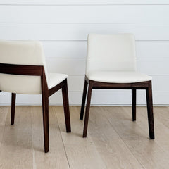 whalebone dining chair, walnut and cream