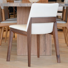 whalebone dining chair, walnut and cream