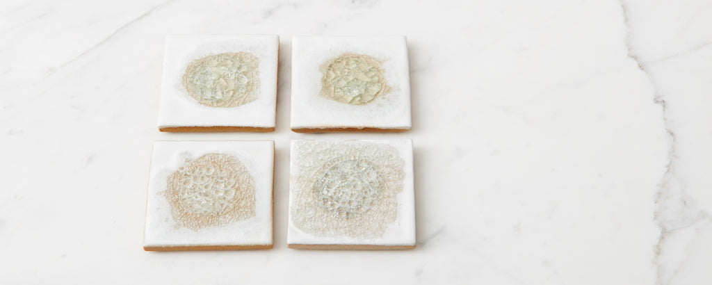 crackle coaster in white