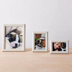 faux shagreen white picture frames
