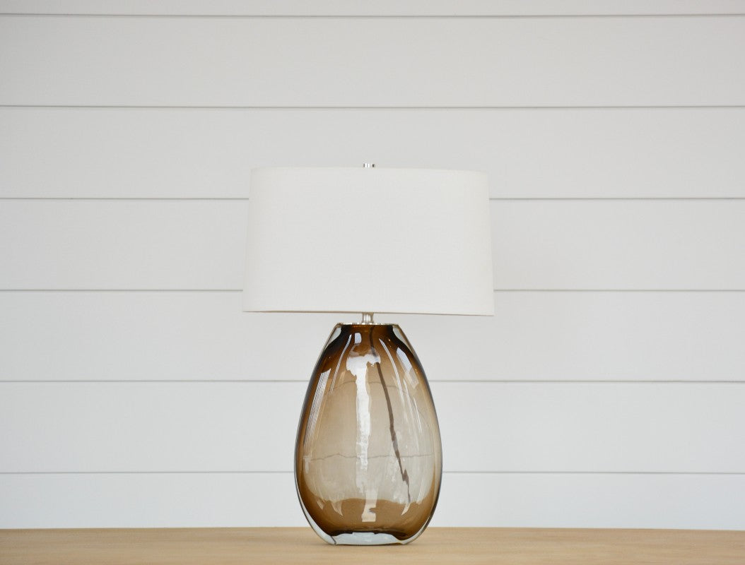 wells beige glass table lamp
