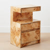 the triple drawer burl lacquered nightstand