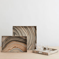 marbleized lacquer tray, 22x22