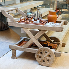 vintage oak bar cart