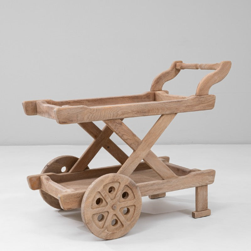 vintage oak bar cart