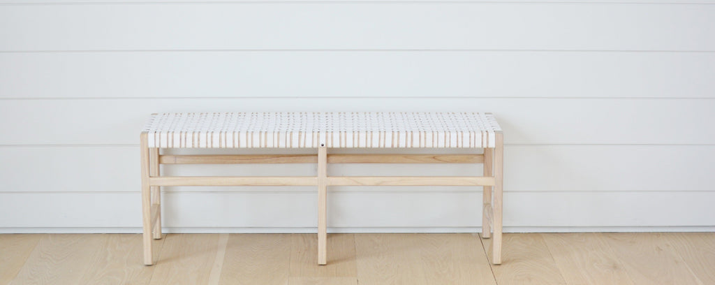 white leather bench - 48"